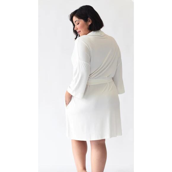 New Cozy Earth Womens Ivory Large Bamboo Kimobo Robe - Picture 3 of 6